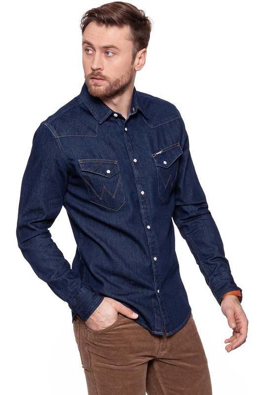 KOSZULA JEANSOWA MĘSKA WRANGLER WESTERN DENIM SHIRT DRY INDIGO W59421DZ0 112129744