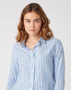 DAMSKA KOSZULA MATERIAŁOWA WRANGLER STRIPE SHIRT STRONG BLUE W5R6BDX2V 112130316