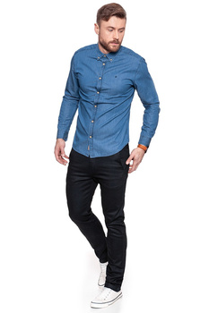 WRANGLER L/S BUTTON-DOWN SHIR MID INDIGO W57651H8E