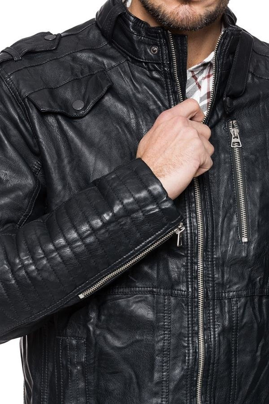 KURTKA SKÓRZANA TOM TAILOR LEATHER LOOK BIKER JACKET 3721883.00.12 COL. 2578 SSN 5040