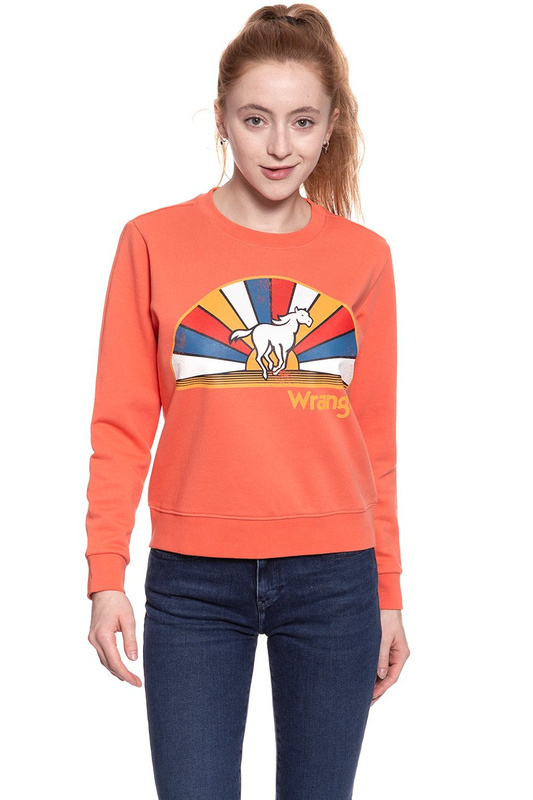 BLUZA WRANGLER DAMSKA REGULAR SWEAT GLOW ORANGE W6077HQ48 112130440