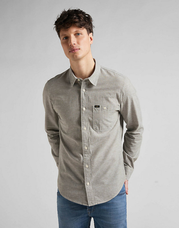 LEE LEESURE SHIRT MĘSKA KOSZULA MATERIAŁOWA BRINDLE GREEN L66NORUA 112145385