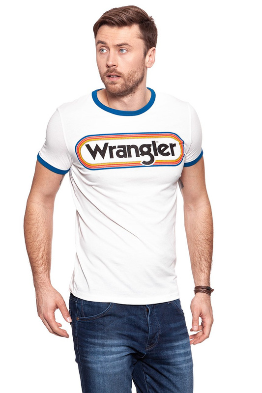 KOSZULKA WRANGLER LOGO RINGER TEE OFFWHITE W7B68FQ02 112131526