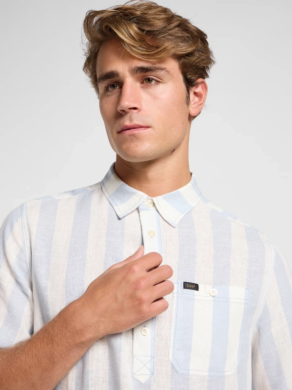 MESKA KOSZULA LEE POPOVER SHIRT SS SHY BLUE 112364226