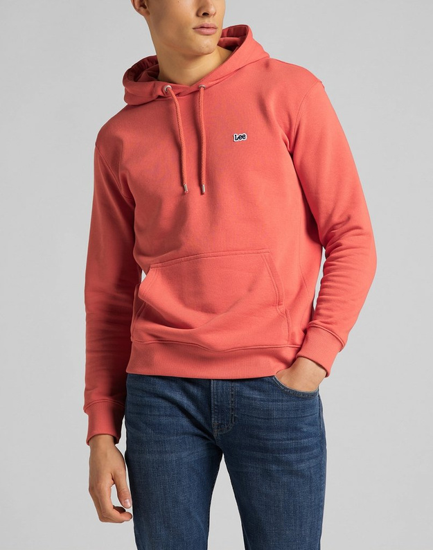 MĘSKA BLUZA Z KAPTUREM LEE PLAIN HOODIE WASHED RED L80YSPQM 112121608
