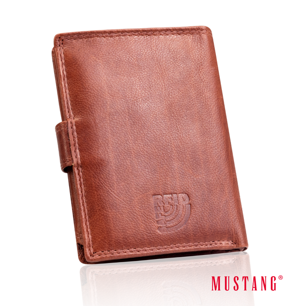 MUSTANG Denimo High Wallet Side Opening With Button SKÓRZANY PORTFEL POJEMNY NA KARTY PREMIUM