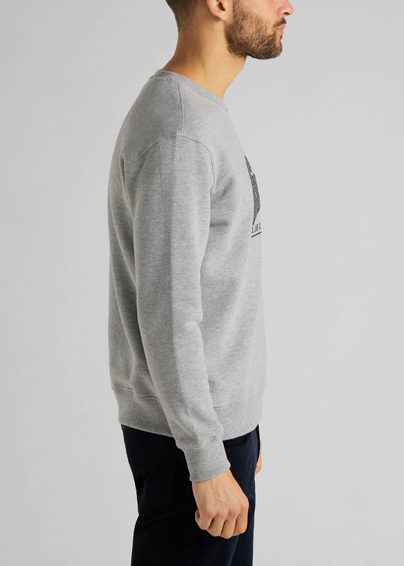 LEE TONE ON TONE GRAPHIC MĘSKA BLUZA NADRUK REGULAR FIT GREY MELE L81HTJ37 112121756
