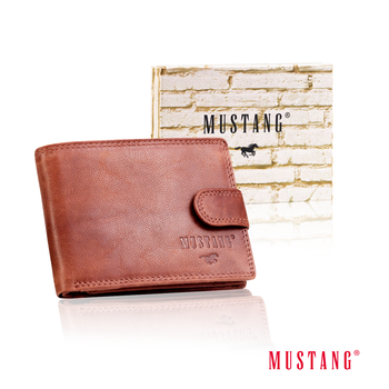 MUSTANG Denimo Wallet Side Opening With Button SKÓRZANY PORTFEL POJEMNY NA KARTY PREMIUM RFID
