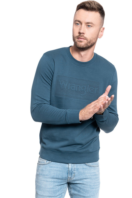 BLUZA MĘSKA WRANGLER TONAL LOGO SWEAT DARK BLUE TEAL W6C8-HX-B16 112130710