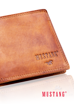 MUSTANG Denimo Wallet Side Opening SKÓRZANY PORTFEL POJEMNY NA KARTY PREMIUM