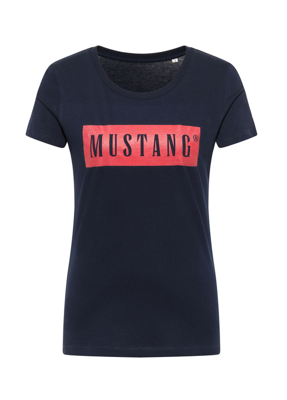 MUSTANG ALINA C LOGO TEE DAMSKI T-SHIRT KOSZULKA LOGO BLUE NIGHTS 1013220 4085