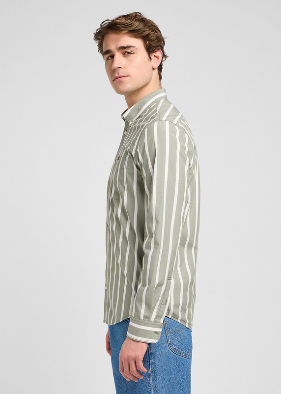 MESKA KOSZULA LEE BUTTON DOWN OLIVE STONE STRIPE 112370546