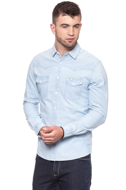 KOSZULA JEANSOWA MĘSKA WRANGLER LS WESTERN LIGHT STONE W5A231GZ6 112129994