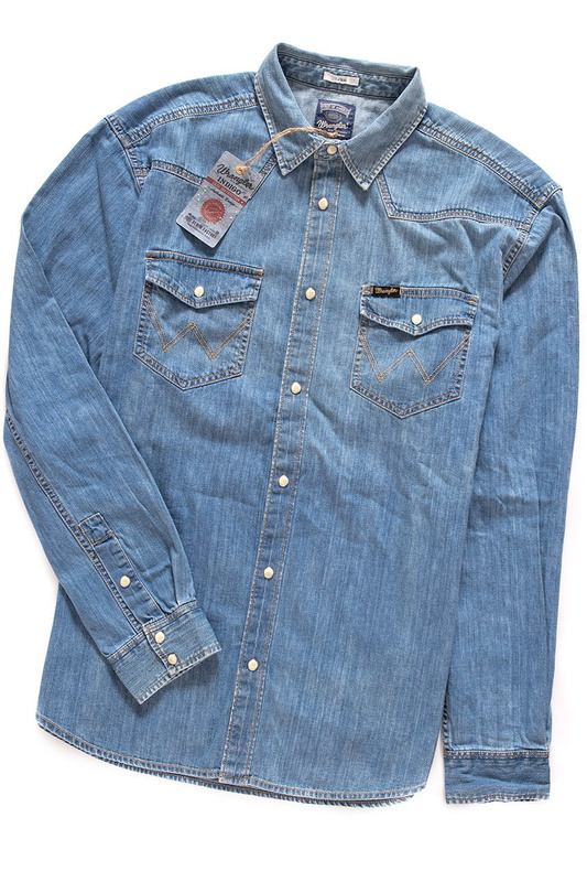WRANGLER L/S CLASSIC WESTERN LIGHT INDIGO W5834O14E