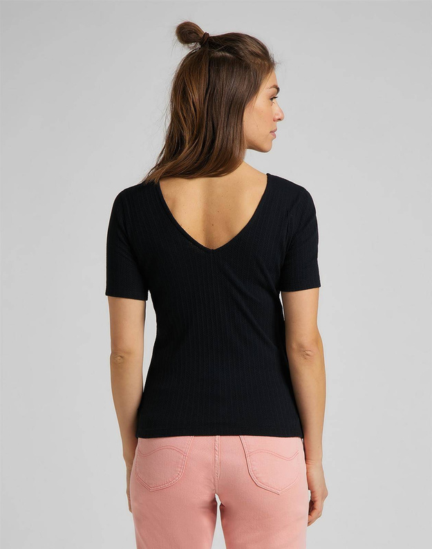 DAMSKI T-SHIRT LEE WRAP RIBBED TEE BLACK L44RPJ01 112109963