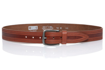 ZESTAW PREZENTOWY MUSTANG - SKÓRZANY PORTFEL I PASEK MĘSKI BROWN