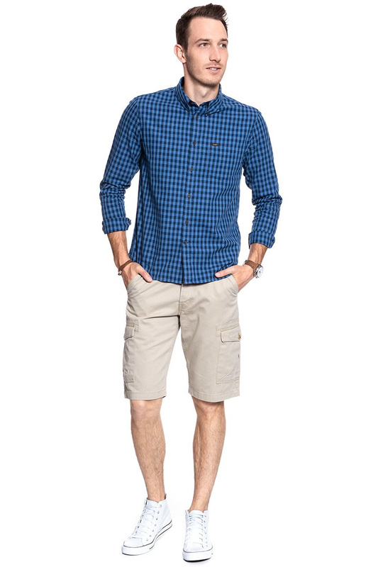 KRÓTKIE SPODENKI WRANGLER CARGO SHORT CAMEL WASHED W15DHC49J 112126785