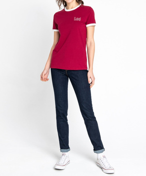 LEE RINGER TEE SS DAMSKI T-SHIRT KOSZULKA Z KRÓTKIM RĘKAWEM LOGO FADED RED L44UFELE 112110017