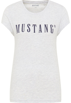 MUSTANG Alina C Logo Tee Damski T-shirt Koszulka Light Grey Melange 1013222 4141