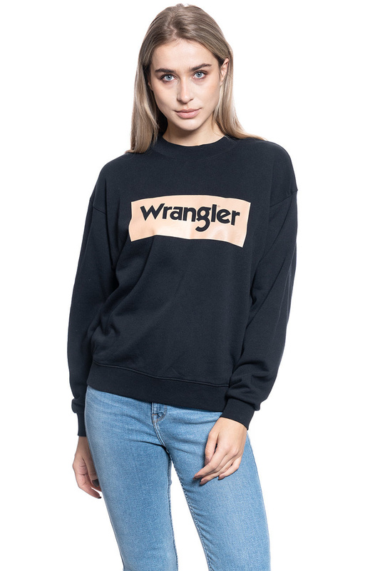 BLUZA DAMSKA WRANGLER RETRO LOGO SWEATER BLACK W6N0HP100 112130774