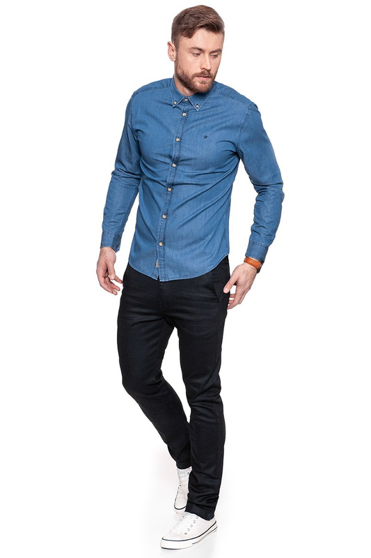 WRANGLER L/S BUTTON-DOWN SHIR MID INDIGO W57651H8E