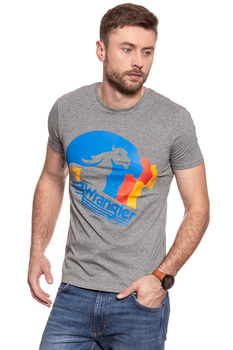 KOSZULKA WRANGLER HORSE LOGO TEE GREY MARL W7B72FKVB 112131539