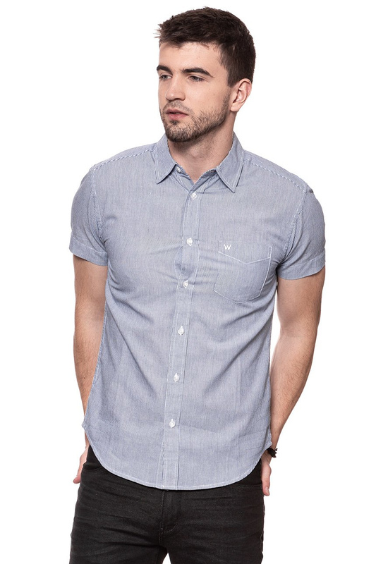 KOSZULA MĘSKA KRÓTKI RĘKAW WRANGLER SS 1 PKT SHIRT PEACOAT BLUE W58604M49 112129484