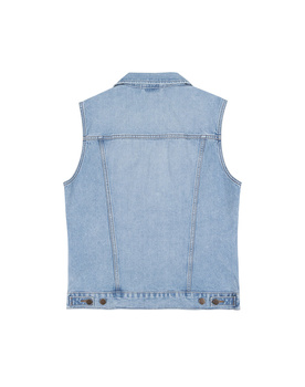 WRANGLER DENIM VEST MĘSKA KAMIZELKA JEANSOWA BEZRĘKAWNIK JEANS LOGO BLUE W44773Y97 112330850