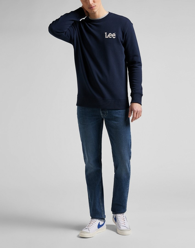 LEE WOBBLY SWS MĘSKA BLUZA KLASYCZNA LOGO NAVY L81MSP35 112145599