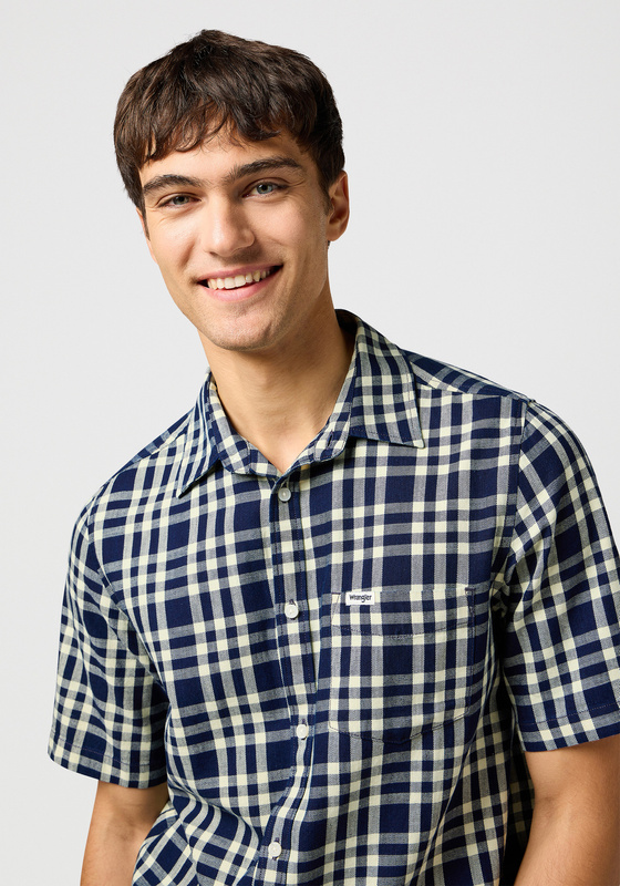 MESKA KOSZULA WRANGLER SS 1 PKT SHIRT CREPE INDIGO 112362902