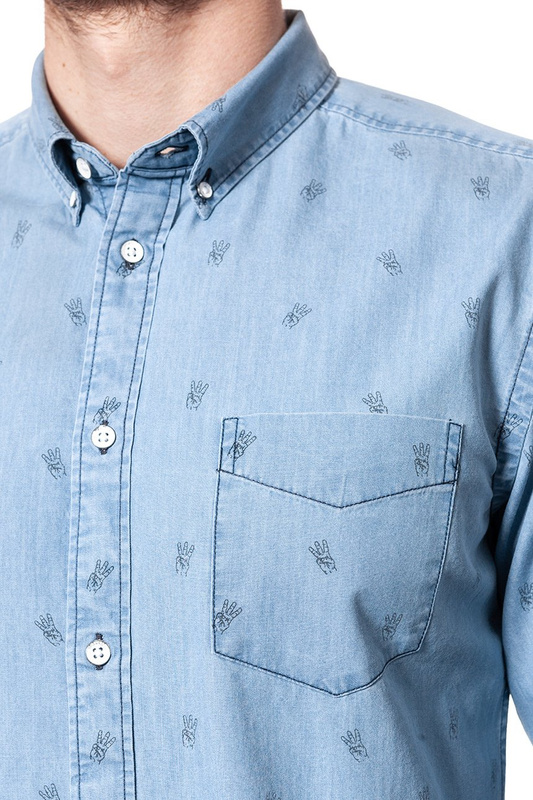 KOSZULA JEANSOWA MĘSKA WRANGLER LS 1PKT BUTTON DOWN INDIA INK W58835PKE 112129614