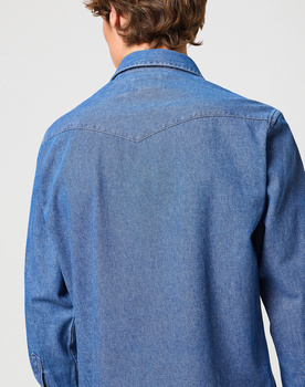 WRANGLER LS WESTERN SHIRT MĘSKA KOSZULA ELEGANCKA BARREL BLUE 112350488 W556015512