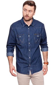 KOSZULA JEANSOWA MĘSKA WRANGLER DENIM WESTERN SHIRT DARK INDIGO W5973O61E 112129847