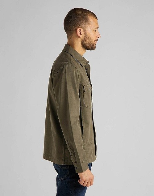 LEE MILITARY WORKER SHIRT MĘSKA KOSZULA MATERIAŁOWA REGULAR FIT OLIVE GREEN L66CTHNX 112116331