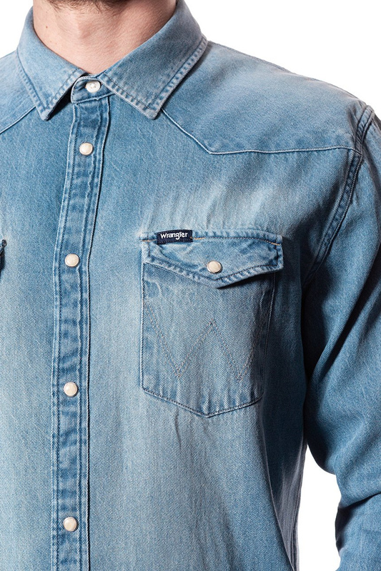 WRANGLER WESTERN DENIM SHIRT VINTAGE INDIGO W59731DZ8 112129827