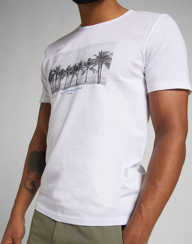 MĘSKI T-SHIRT LEE SS PICTURE TEE WHITE CANVAS L60ZFERR 112113661
