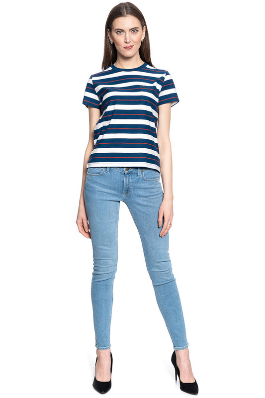 LEE RELAXED POCKET TEE DAMSKI T-SHIRT KOSZULKA W PASKI WASHED BLUE L40RYHLR 112108721