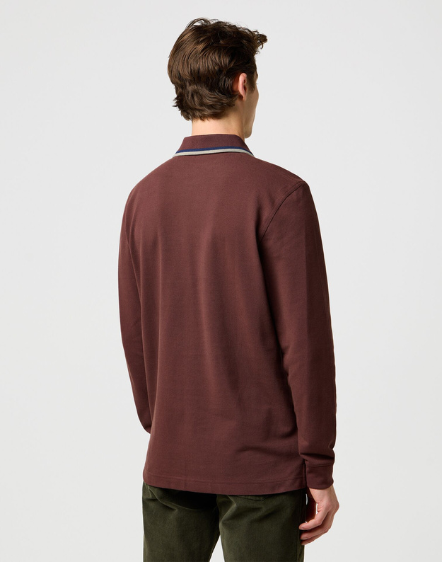 MESKA KOSZULKA POLO WRANGLER LS POLO SHIRT MAHOGANY 112371508