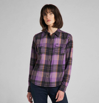 LEE REGULAR WESTERN SHIRT DAMSKA KOSZULA Z DŁUGIM RĘKAWEM KRATKA AMETHYST ORCHID L45SXATI 112140157