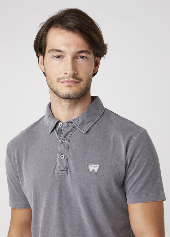 MĘSKI T-SHIRT POLO WRANGLER SS GD POLO TORNADO GREY W7ANDB70C 112131352