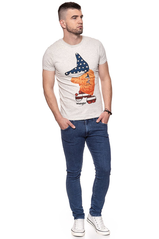 KOSZULKA WRANGLER MASCOTTE TEE LIGHT GREY MEL W7B35FK03 112131455