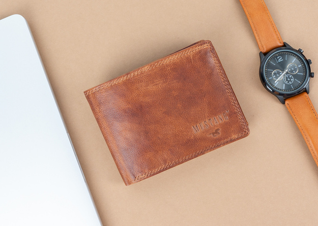 MUSTANG Denimo Wallet Side Opening SKÓRZANY PORTFEL POJEMNY NA KARTY PREMIUM