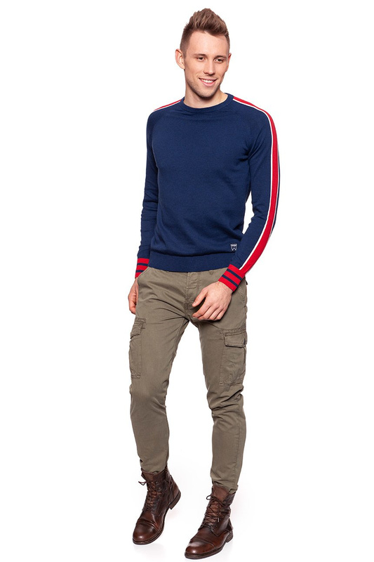 MĘSKI SWETER WRANGLER RAGLAN KNIT BLUE DEPTHS W8615PRJY 112132316