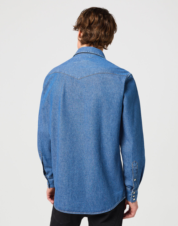 WRANGLER LS WESTERN SHIRT MĘSKA KOSZULA ELEGANCKA BARREL BLUE 112350488 W556015512