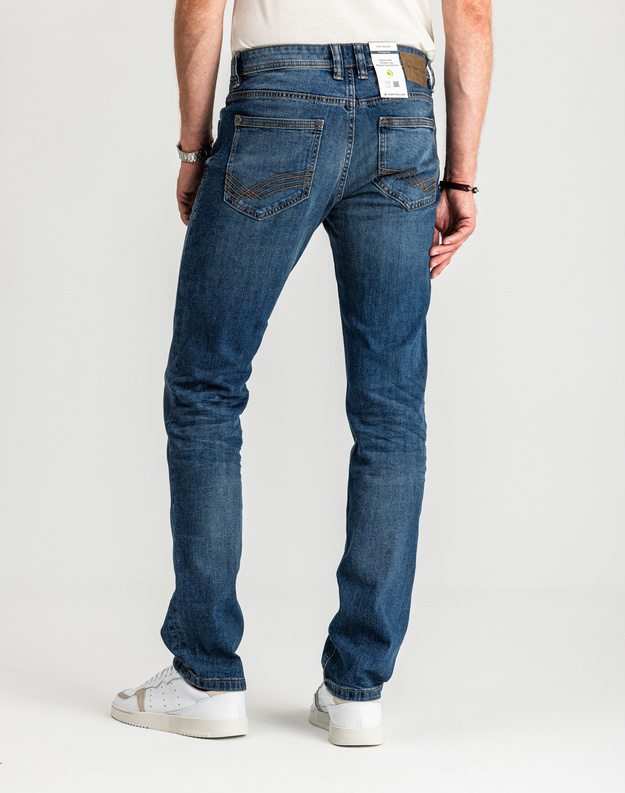 Męskie Spodnie Jeansowe Tom Tailor Marvin Used Mid Stone Proste 1007858 10119