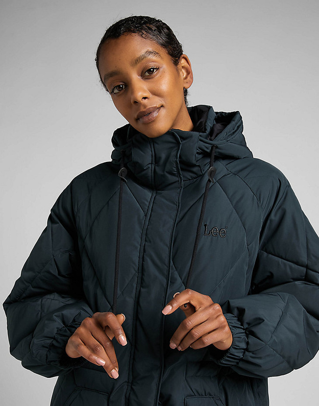 LEE LONG PUFFER DAMSKA KURTKA ZIMOWA CHARCOAL L55KEV30 112320683