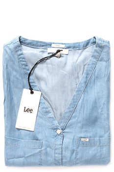KOSZULA DAMSKA LEE CROPPED V NECK BLOUSE DELFT BLUE L45THACO 112110534