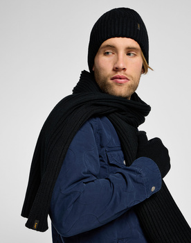 Męski zestaw zimowy LEE – czapka, szalik i rękawiczki czarne (Black XMAS Pack 112342469)
