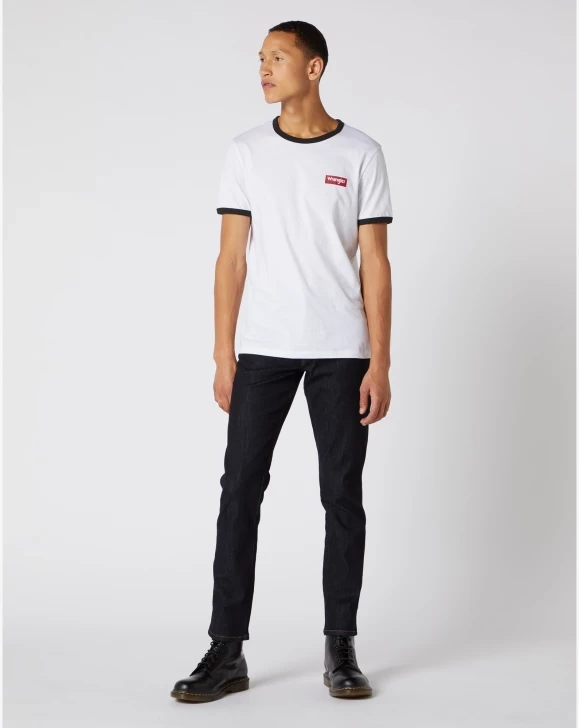 WRANGLER SS RINGER TEE MĘSKI T-SHIRT KOSZULKA Z NADRUKIEM LOGO WHITE W7D4D3989 112131752