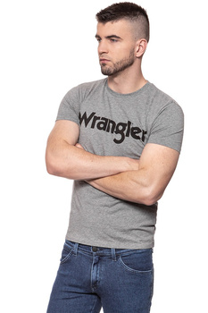 KOSZULKA WRANGLER SS LOGO TEE GREY MARL W7C04D3VB 112131591